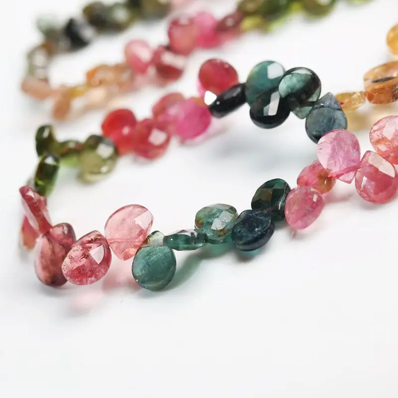 Ожерелье-чокер из разноцветного турмалина 5-10 мм 6 А 38 см