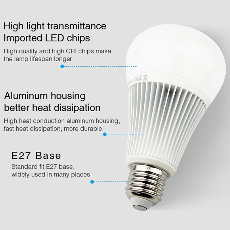 Новый 850LM E27 9 Вт RGB + CCT Wifi Светодиодная лампа крытый Смарт Светодиодный светильник AC100-240V с помощью приложения на телефонеAlexa Голосовое управление Управление 2700K-6500K (art.: 7ac12e416) - 7ac12e416