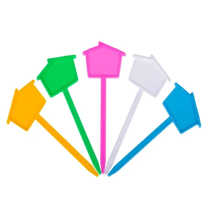 

50PCS Garden Labels Handicrafts Green Plants Decorative Stick Small House Labels House Garden Stake Tags for Field or Containers