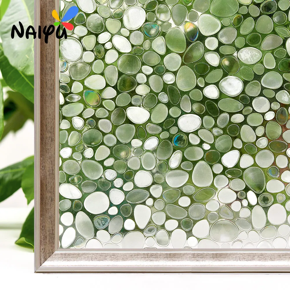 

0.3mm Pvc cobble patterns Heat Insulation Opaque Explosion-proof Glass Films No-glue 3d Static Cling Decorative Window Film