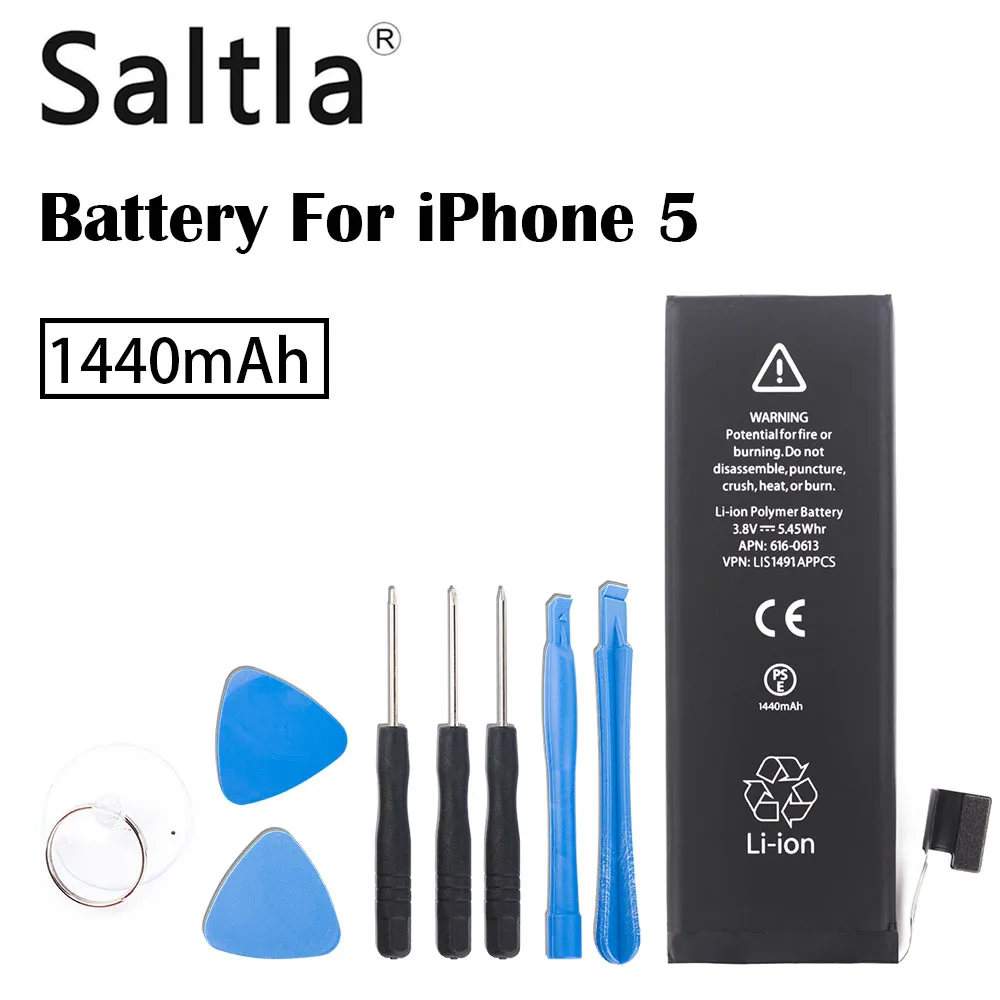 100% Оригинальный Saltla аккумулятор для iPhone 5 реальная емкость 1440mAh новые 5G запасные