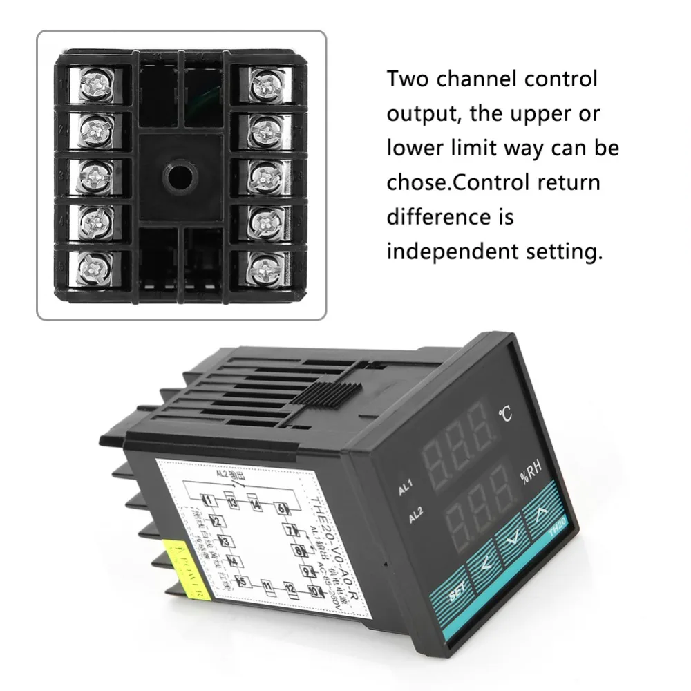 Digital Temperature Humidity Controller Thermostat Two Channel Relay Output Heating Humidification Cooling Dehumidification 2019 |