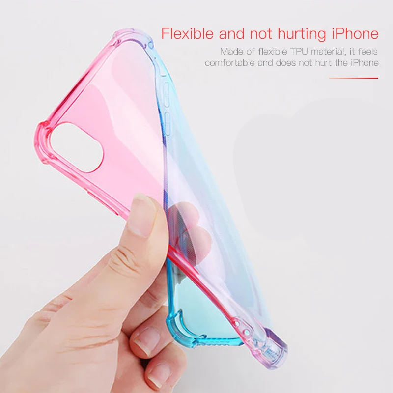 Цветной чехол для телефона iPhone 7 8 6 6splus ультратонкий прозрачный мягкий из ТПУ X Xr Xs