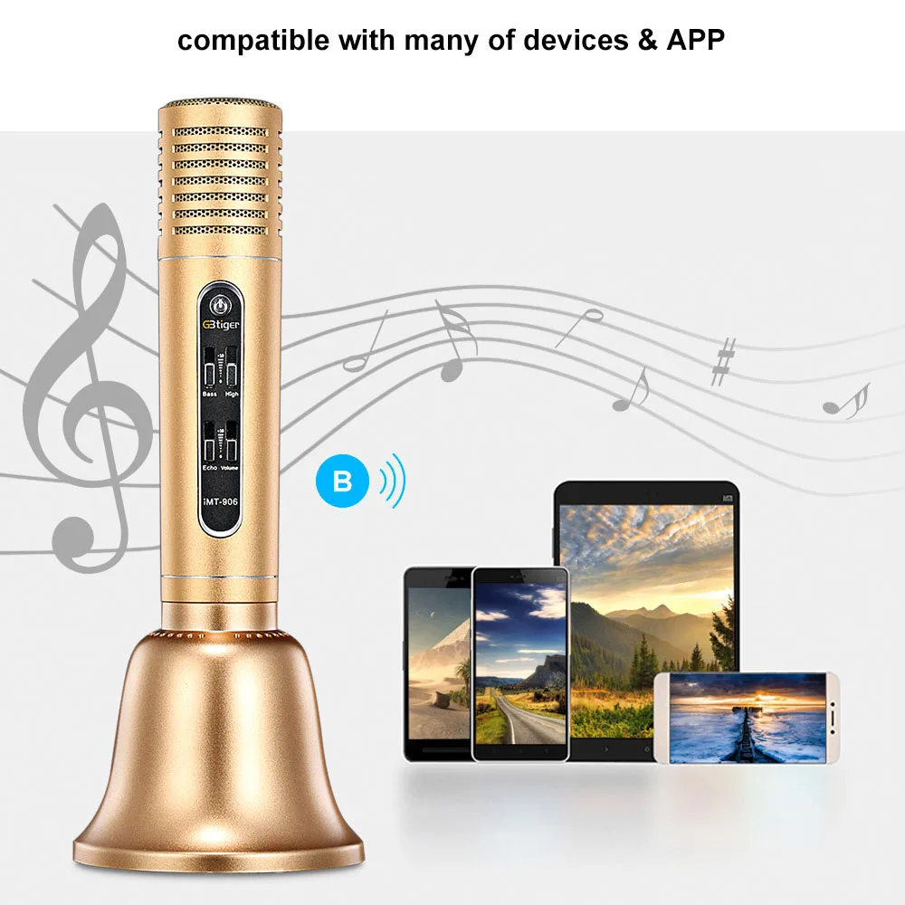 Беспроводной Bluetooth динамик Портативный громкий микрофон караоке ktv плеер стерео