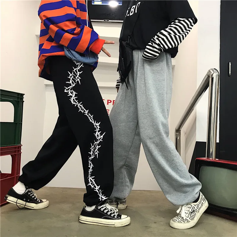 Женские повседневные свободные брюки Harajuku весенние спортивные штаны с принтом и