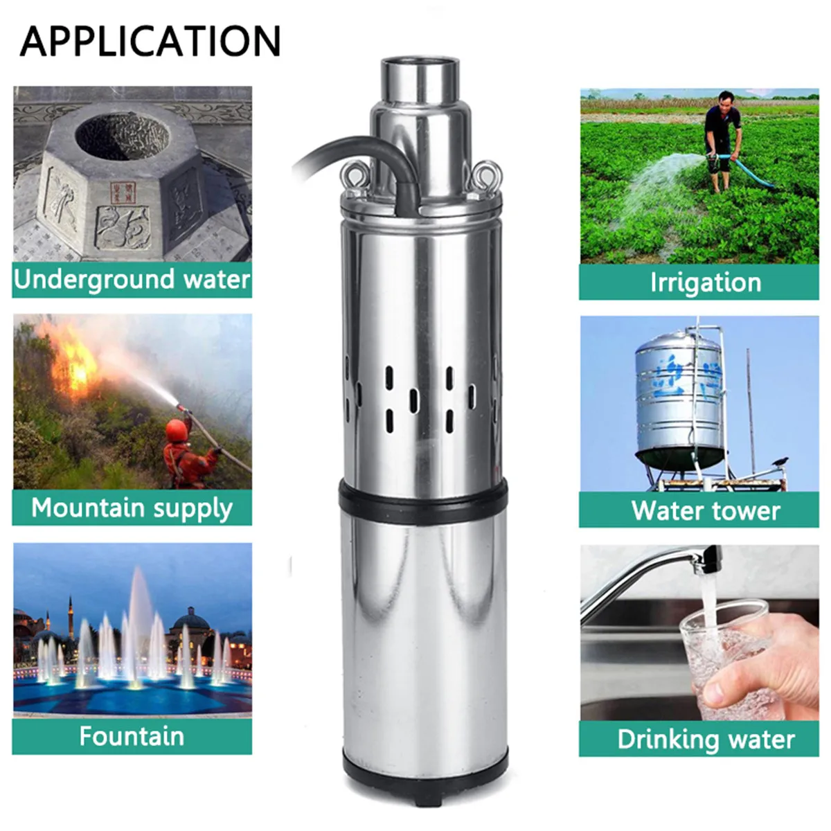 

12V 24V 48V 280W 60m Solar Water Pump Deep Well DC Screw Submersible Pump for Irrigation Garden Home Agricultural