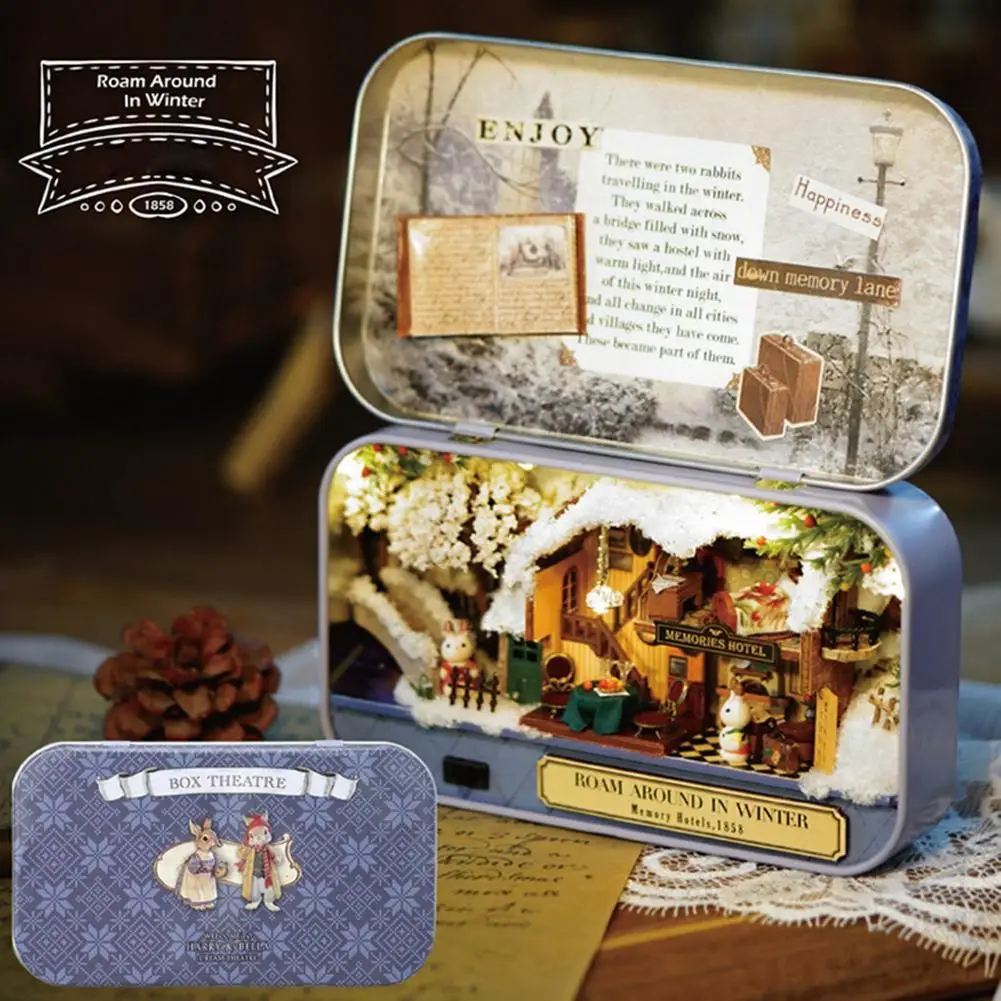 

3D DIY Doll House Miniature Wooden Puzzle Dollhouse Miniaturas Furniture House Doll For Birthday XMAS Gift For Kids Friends