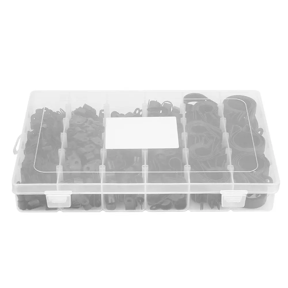 625 шт. черный пластиковый R образный нейлоновый зажим для кабеля провода 5/6/9/12/19/30