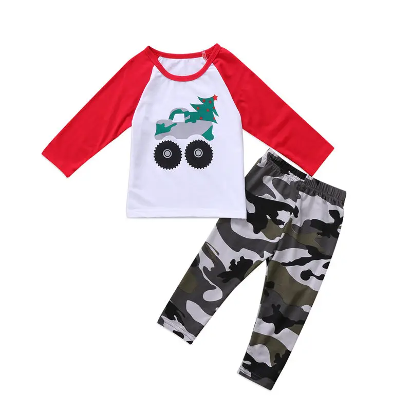 Baby Boys Clothes Set Toddler Infant Kids Long Sleeve Top T-Shirt Camo Pants 2Pcs Christmas Autumn Children Outfit Clothing |