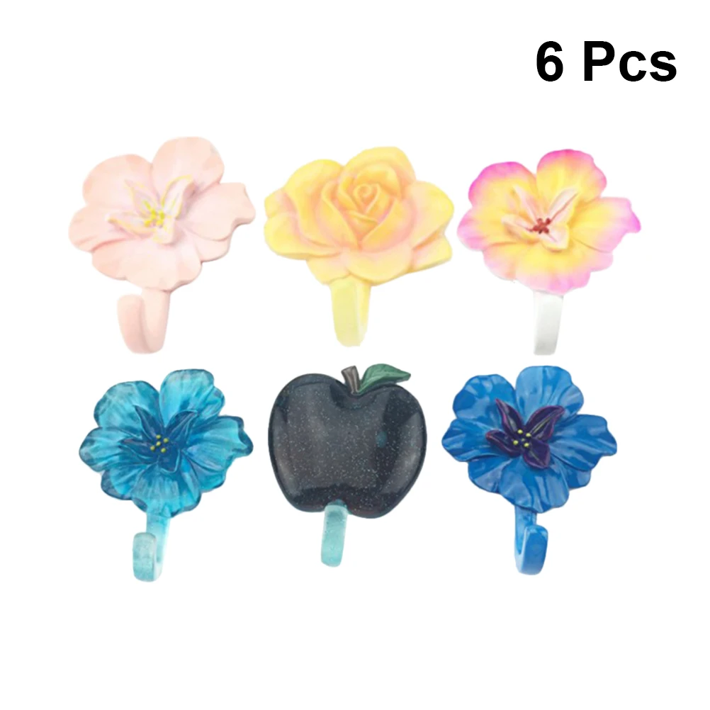 6 шт. пластиковые крючки клейкие декоративные креативные настенные для полотенец