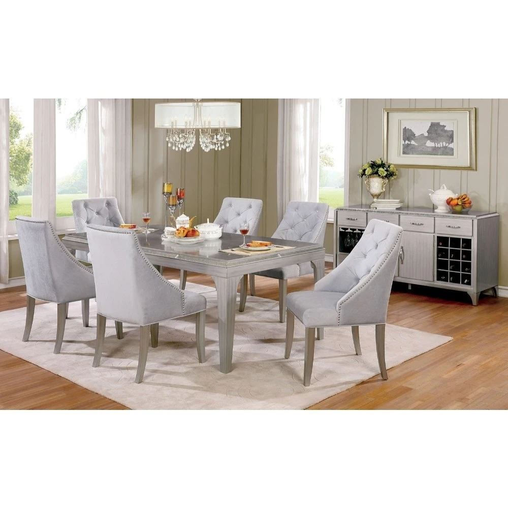 Diocles Contemporary Style Dining Table With Tapered Legs Silver | Мебель