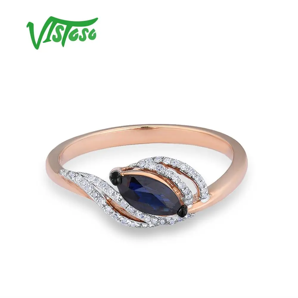 VISTOSO золотые кольца для женщин Подлинная 14 K 585 розовое золото кольцо сверкающие