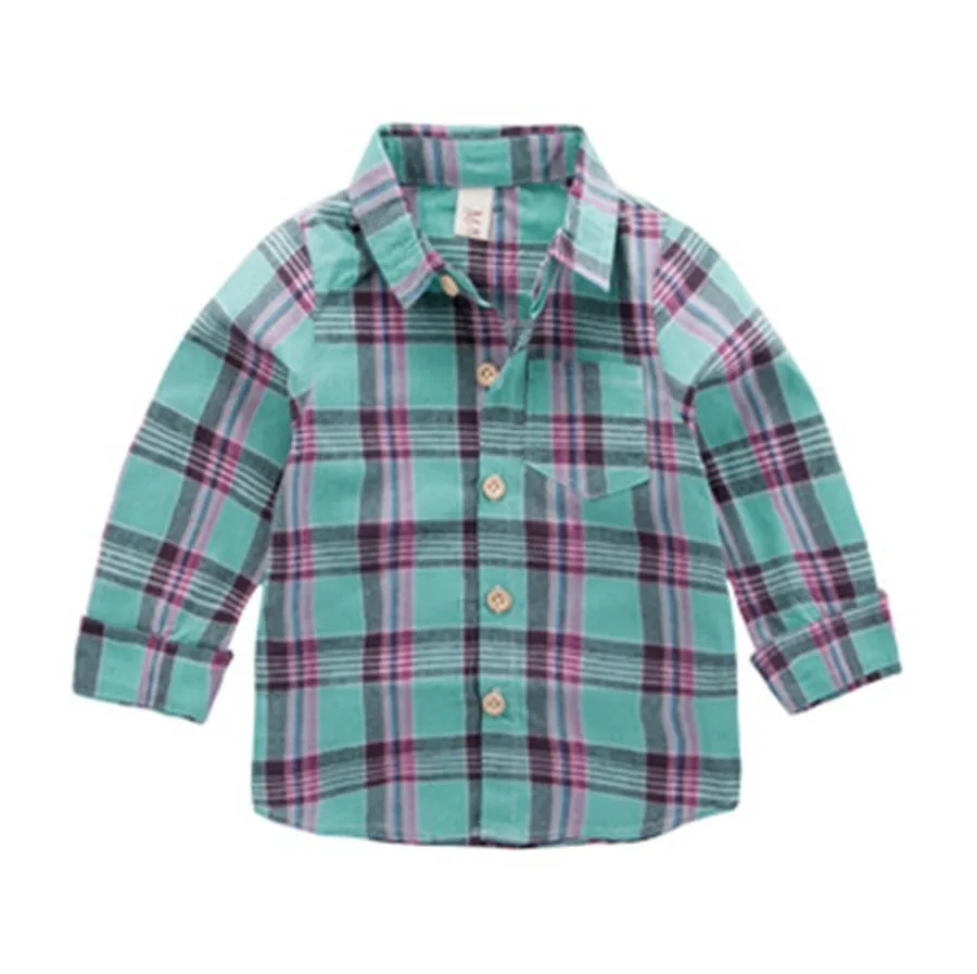 Рубашка для мальчиков весенне-осенняя Повседневная клетчатая футболка с