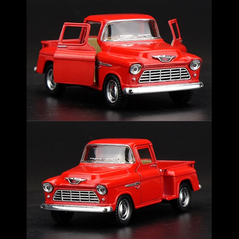 Модель автомобиля Kinsmart 1:32 1955 Chevy Stepside Pickup из сплава игрушка с откидной спинкой для