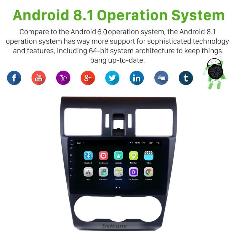 Seicane Android 8.1 9&quot 1024*600 Touchscreen for 2015 Subaru Forester Radio GPS Navigation System Bluetooth Rearview SWC | Автомобили и