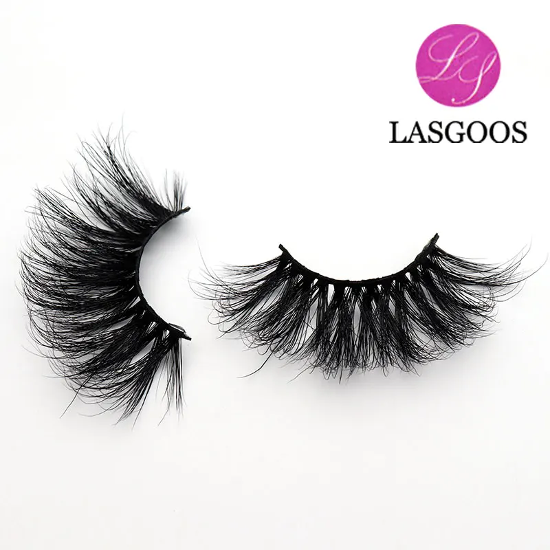 LASGOOS 27 мм перекрещивающиеся норковые спутанные 3D накладные ресницы