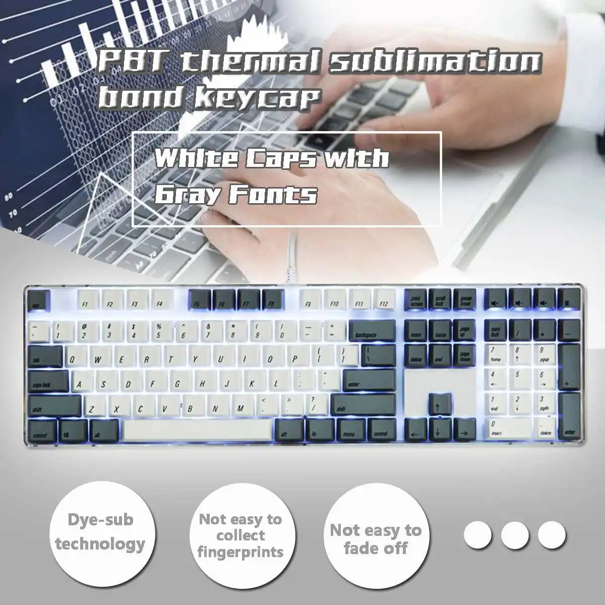 LEORY PBT Magicforce 108 ключ английский Languag белый серый цвет краситель-sub Keycap Набор для