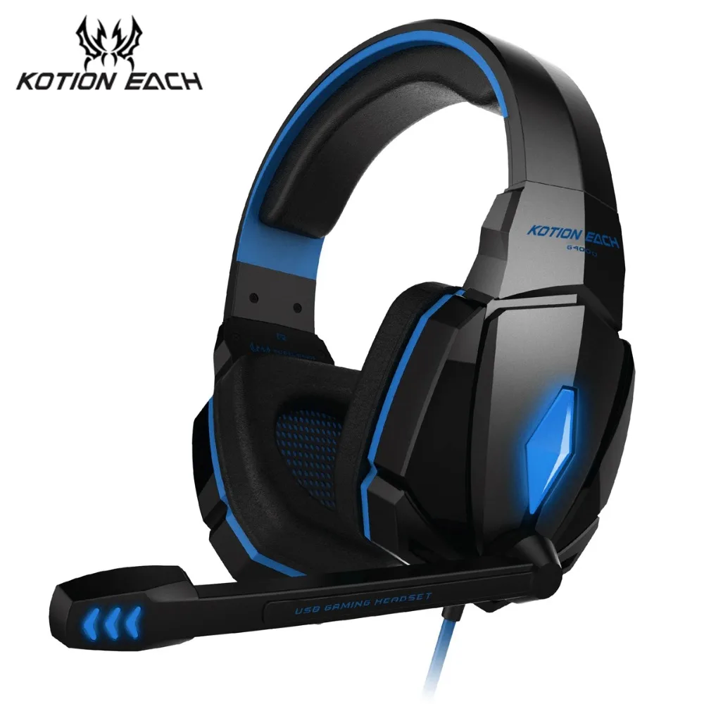 KOTION EACH G4000 игровая гарнитура gamer pc стерео наушники с микрофоном светодиодный