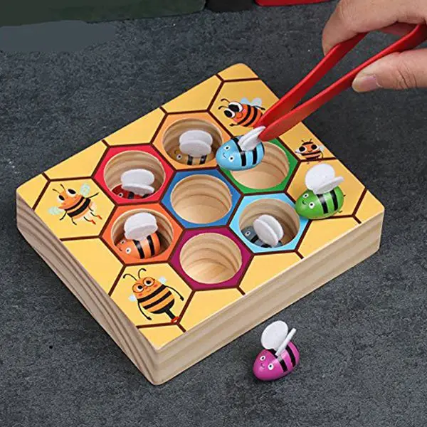Wooden Lovely Bee Picking Toy Catching Practices for Baby Early Educational Toddler Game Colorful Beehive Box | Игрушки и хобби