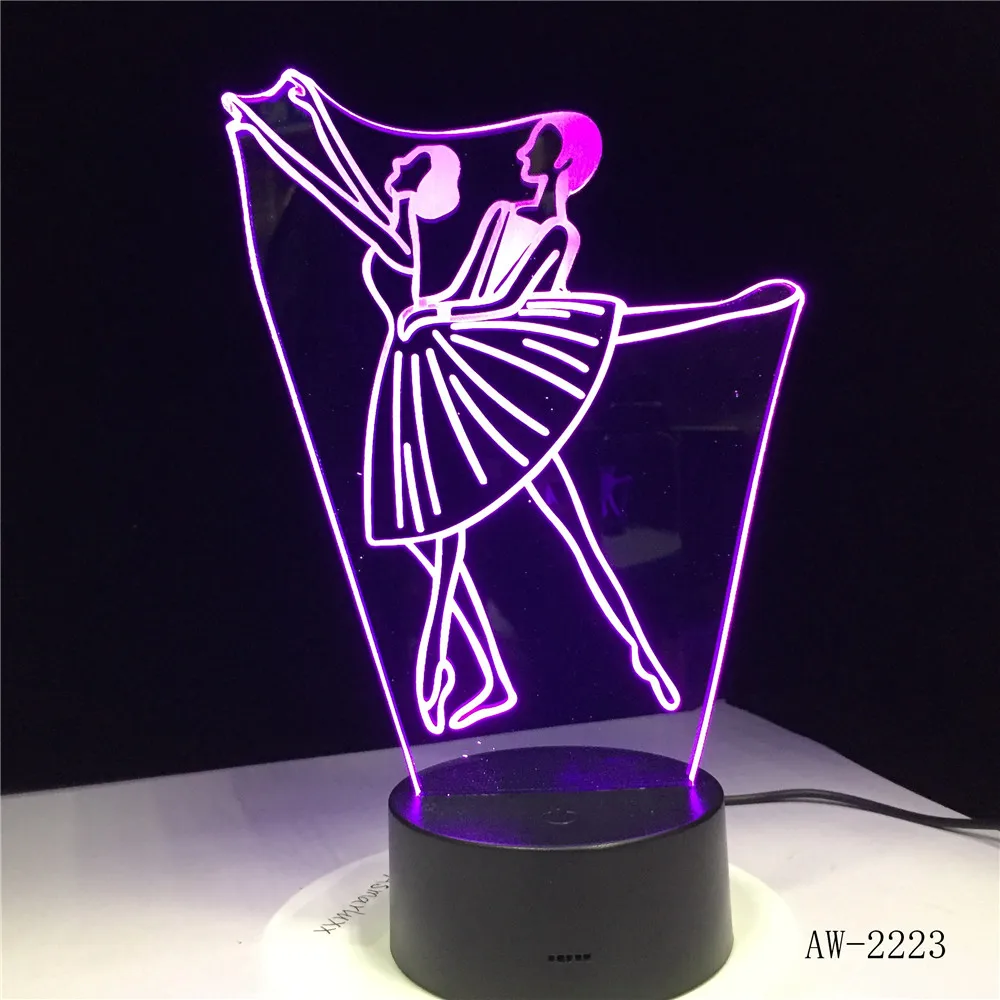 3D иллюзионная лампа светодиодсветодиодный USB-лампа ночники 7 цветов мигающая