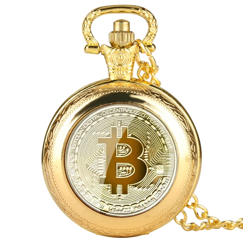 Позолоченные физические биткоины Casascius Биткоин BTC кварцевые карманные часы
