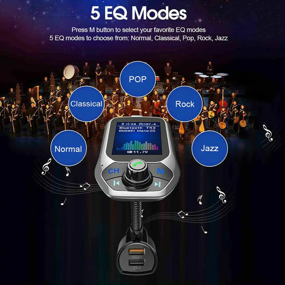 DSstyles Bluetooth Автомобильный fm-передатчик MP3 плеер Hands free радио адаптер Комплект USB