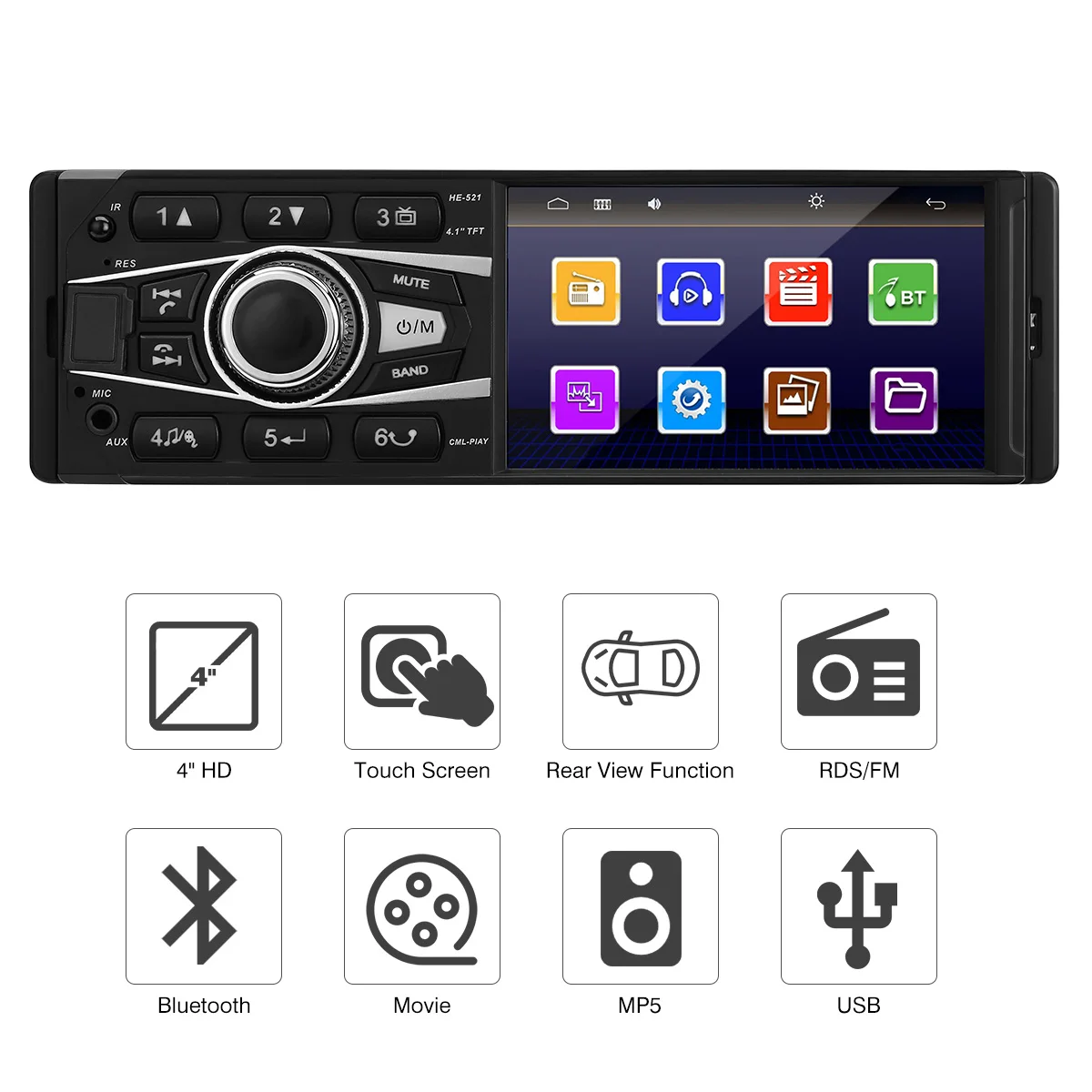 Zeepin 4 дюймовый автомобильный MP5 плеер 1DIN с Bluetooth сенсорным стерео приемником USB SD RDS