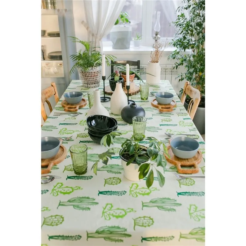 Скатерть Этель Кактусы 150×180 см репс пл. 130 г/м² 100% хлопок|Скатерти| |