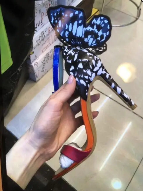 Новинка 2019 разноцветные сандалии с вышивкой в виде бабочек синие женские