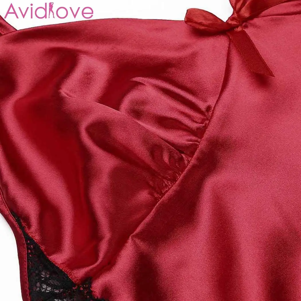 Женская кружевная ночная рубашка Avidlove сексуальная на бретельках с v-образным