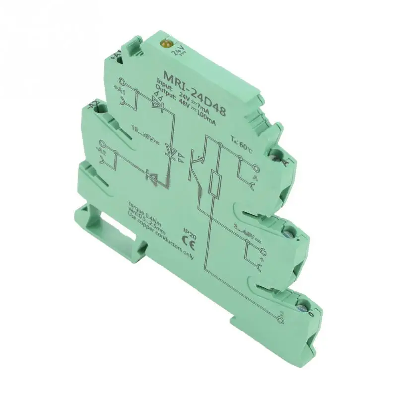 

DC Photoelectrical Coupler Isolating PLC Relay Module Input 24VDC Output 3-48VDC 300Hz Optocoupler Isolating PLC Relay MRI-24D48