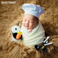 dvotinst newborn photography props for baby little chef hat cook hats bread fotografia novelty studio shoots props accessories
