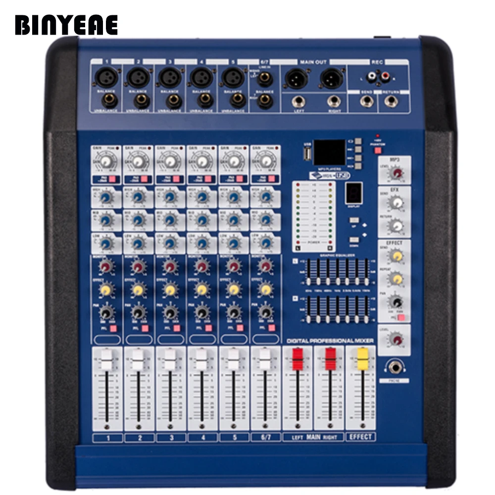 7 каналов мощность DJ миксер аудио микшерная консоль 700 Вт RMS MPQ700 для караоке |