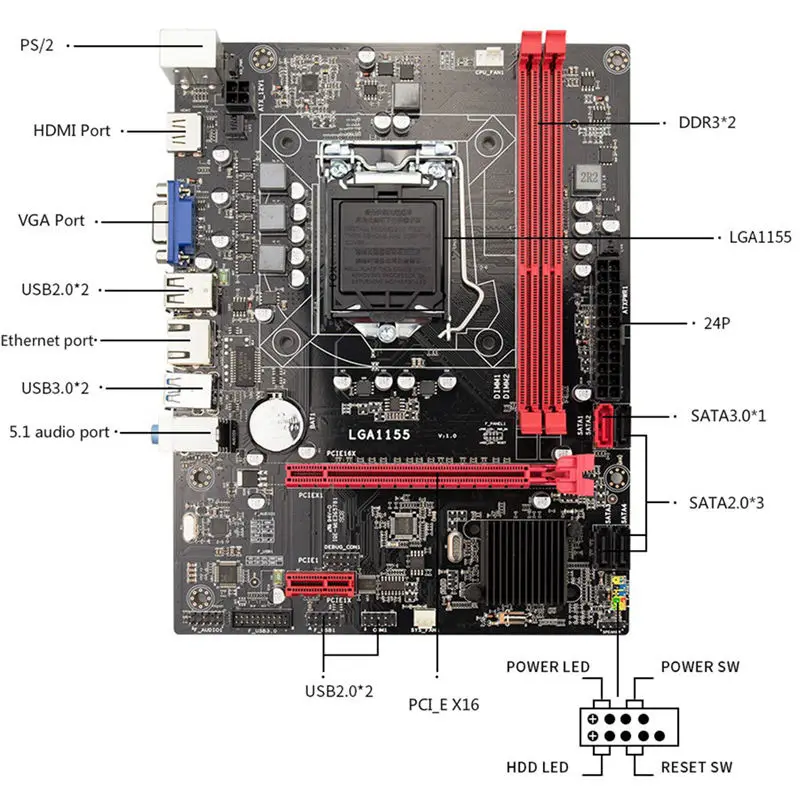 B75 настольная материнская плата Lga1155 для I3 I5 I7 Cpu поддержка памяти Ddr3 I53450/3470 Usb3.0