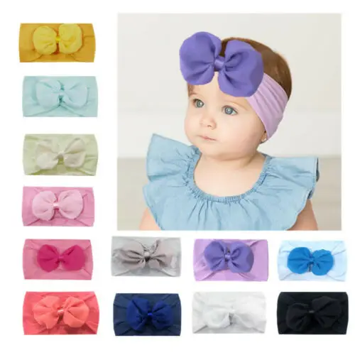 

Baby Headwear Newborn Baby Kids Princess Cute Bow Knot Nylon Headband Hairwear Hairband