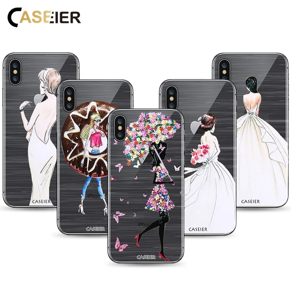 CASEIER Дамский чехол для телефона iPhone 7 8 X Мягкий силиконовый из ТПУ Plus сексуальный
