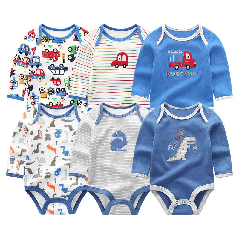 

2019 6PCS Baby Clothes Unicorn Bodysuits 0-12M Roupas de bebe Baby Boy Clothes Stripe Jumpsuit Newborn Cotton Baby Girl Clothes