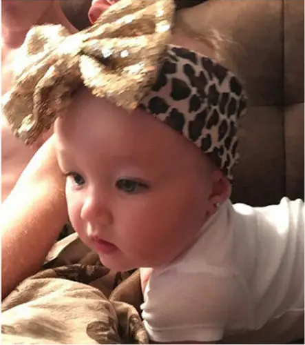 PUDCOCO Newest Toddler Girls Kids Baby Leopard Print Bow Headband Stretch Turban Head Wrap New Headwear | Детская одежда и обувь