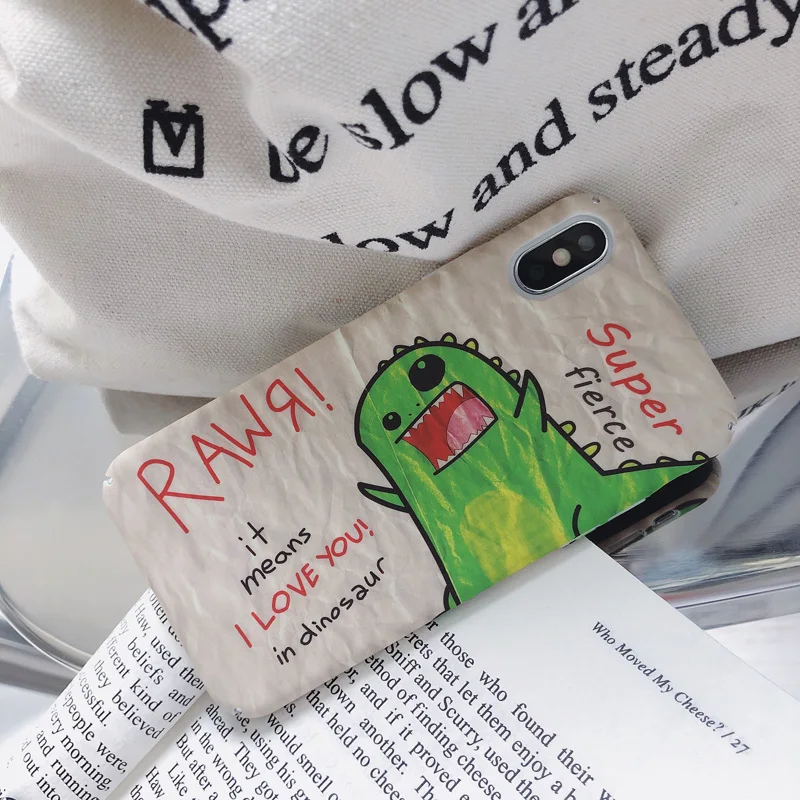 Модный милый зеленый динозавр мультфильм аниме Полный Чехол для iPhone X XS XR XSMax 8 7 6