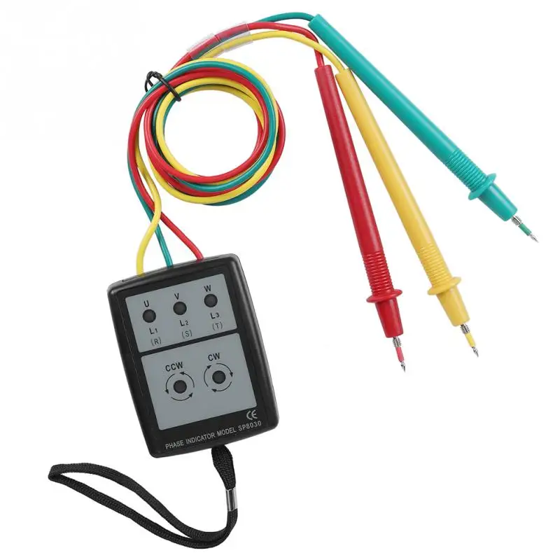 SP8030 цифровой индикатор вращения фазы LED Buzzer измеритель последовательности фаз 200