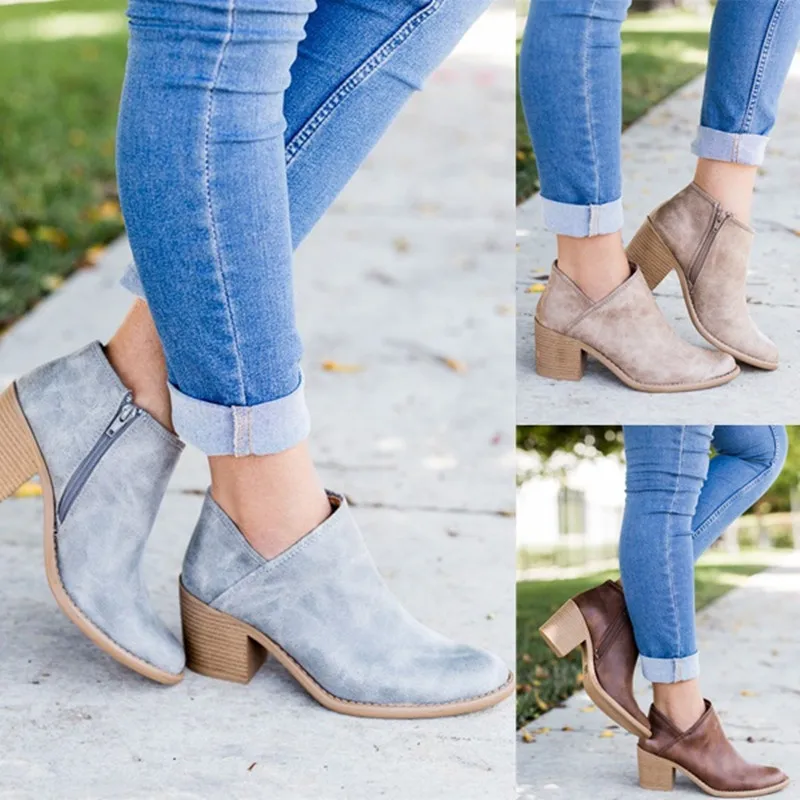 

Women Shoes Autumn Fashion Thick Heel Dress Zipper Ladies Party Female Pumps Pointed Toe Casual Comfortable Plus Size