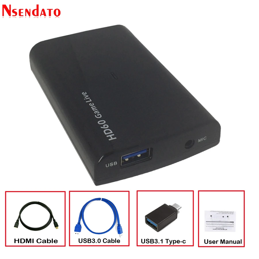Карта видеозахвата Ezcap266 USB3.0 с микрофоном 1080P 60 к/с 4K HDMI|Кабели VGA| |