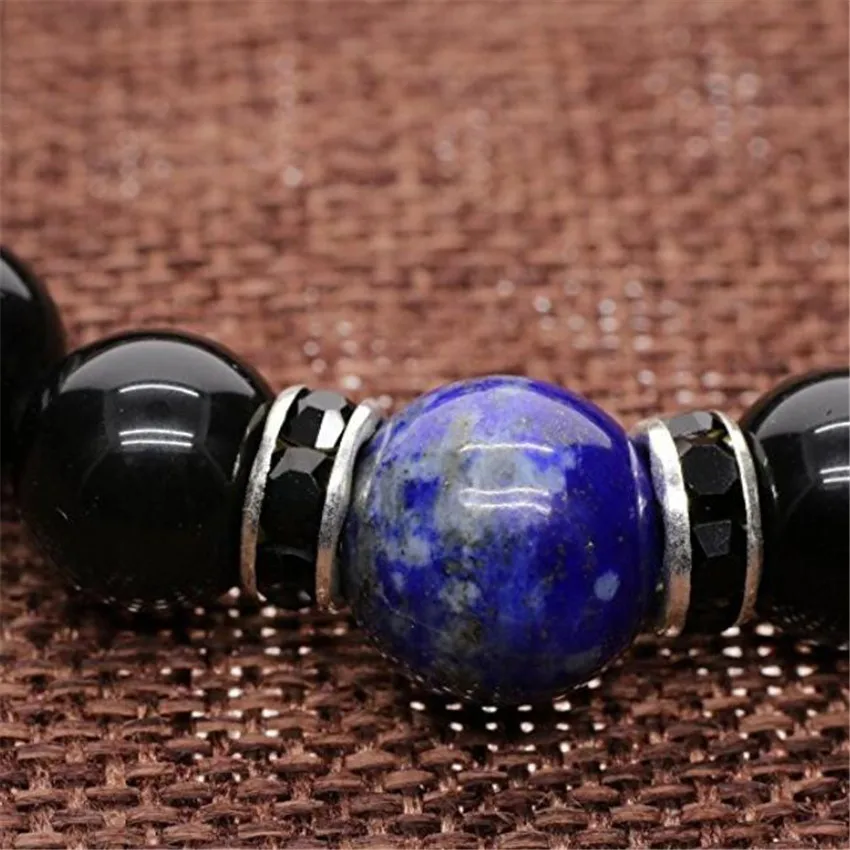 Натуральные бусины в тибетском стиле Obsidian 10 мм Камни Mala Lazuli Reiki Lapis очаровательное