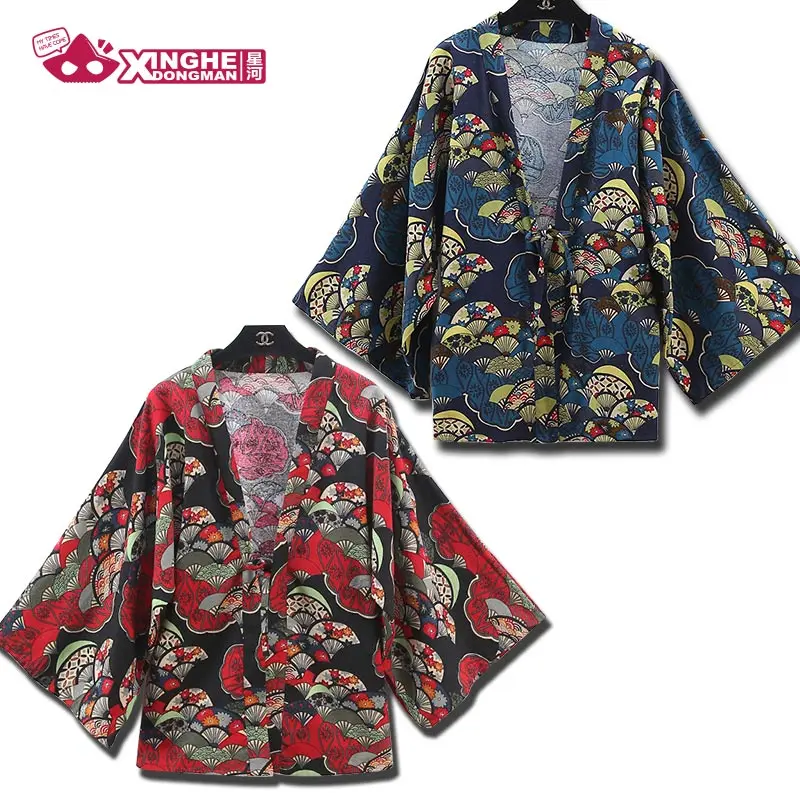 Milky Way Anime Japanese Haori Traditional Kimono Linen Clothes Red Blue Unisex Original | Тематическая одежда и униформа
