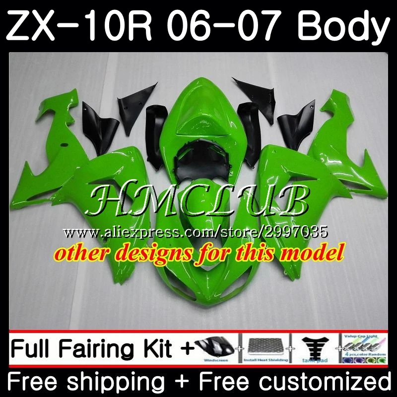 Боди для KAWASAKI Светло-Зеленый NINJA ZX1000C ZX-10R 2006 2007 61HC. 16 ZX1000 C ZX 10 R 10R 06 07 ZX10R комплект