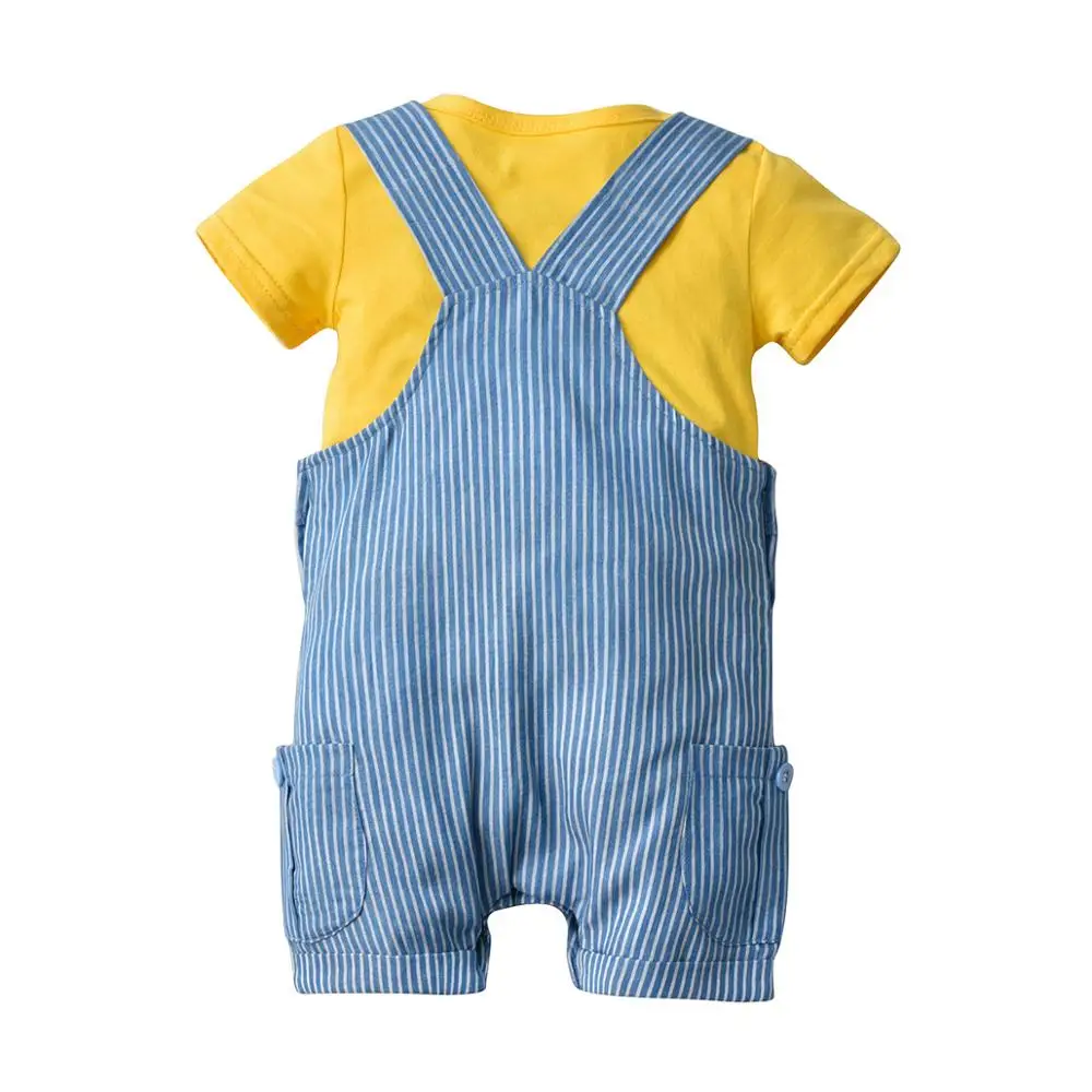 VTOM Newborn Baby Boys Summer Set Short Sleeve Rompers +Suspenders Striped Pants +Hats Sets Toddler Outfit Clothing XN52 |