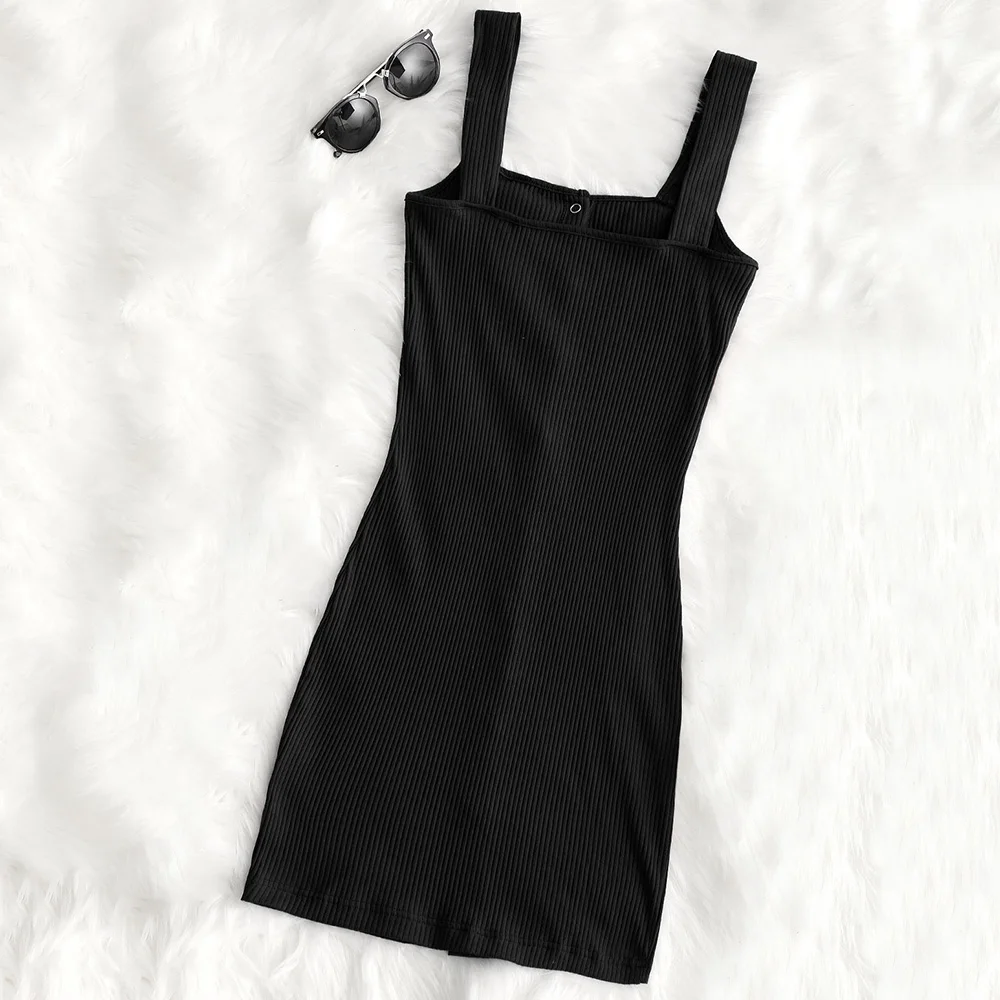 ZAFUL Летние Кнопки Оснастки Bodycon Трикотажное Платье для Женщин Сексуальное В Клуб