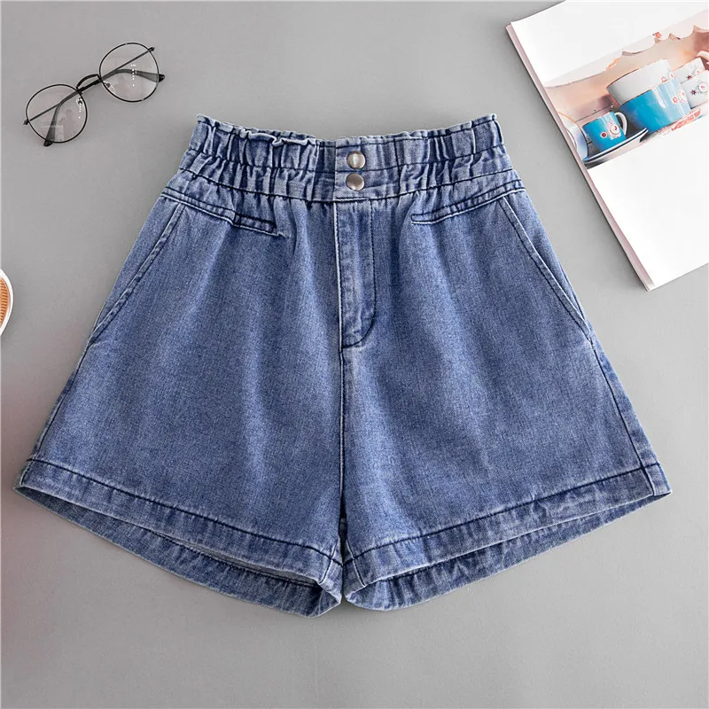 

ICHOIX XL-4XL Plus Size Summer Shorts Women High Waist Hot Pants Loose Korean Style Wide Leg Short Pants Big Size Denim Shorts
