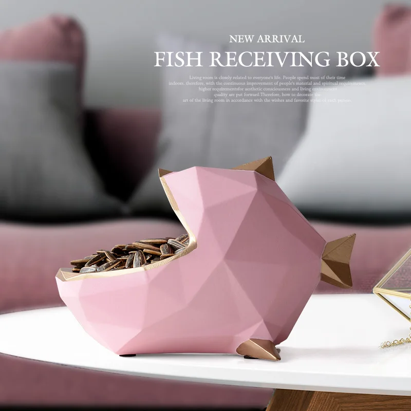 resin fish statue figurine for tabletop home office mobile phone tools control organizer candy storage box ornaments home decor free global shipping