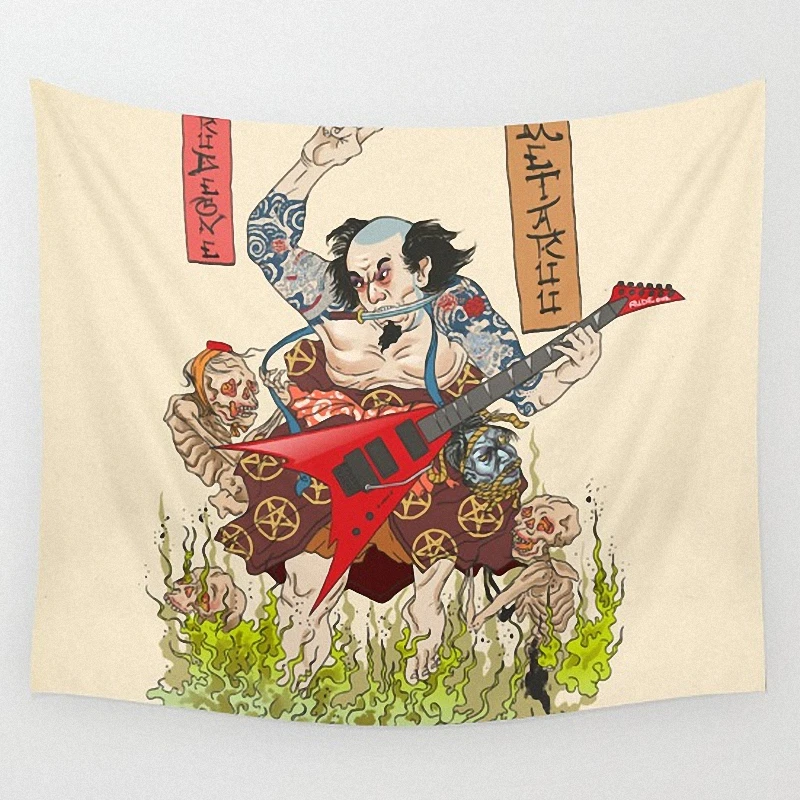 Японский тату-флаг Ukiyo-e Samurai Pop Band с четырьмя отверстиями | Дом и сад